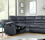 Leather Recliner Sofa Grey & Black