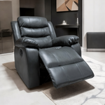 Leather Reclining Sofa 1 Seater Armchair Dark Grey