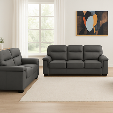 Zana Leather Sofa Set Grey or Black