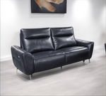 Bella 3 seater Genuine Leather Power Recliner Sofa Black