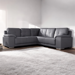 Grey Leather Sofa - D F Beds
