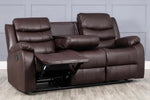 Leather Reclining Sofa 3 Seater Brown