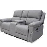 Roman Leather Recliner Sofa 2 Seater Set Light Grey