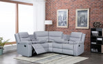 Leather Reclining Sofa Corner Light Grey