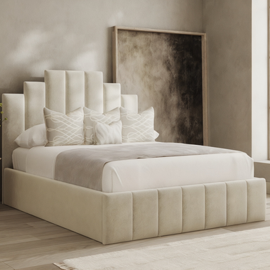 Paneling Bed Frame Fabric - D F Beds