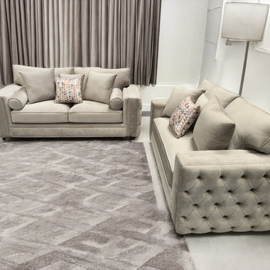 Mayfair Chesterfield Sofa Fullback & Cushions Cream 3 + 2 Seater Set