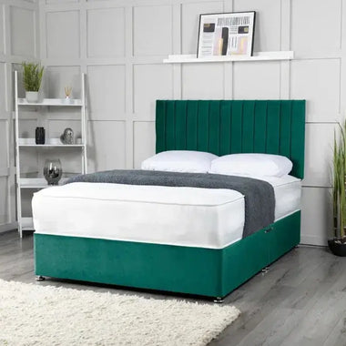 Olly Grey Divan Bed With Lined Headboard - DF Beds