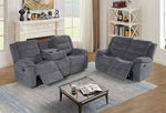 Leather Recliner Sofa Grey & Black