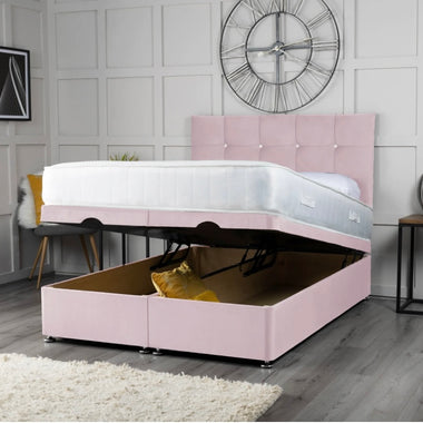 Cube ottoman storage bed base with headboard