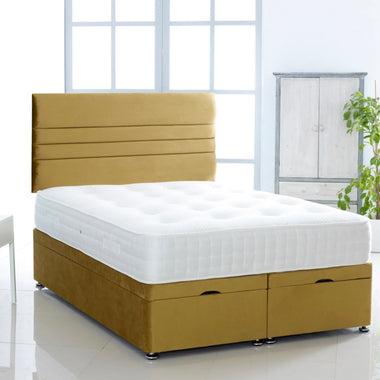 Horizontal Lined Ottoman Storage Divan Bed with Headboard