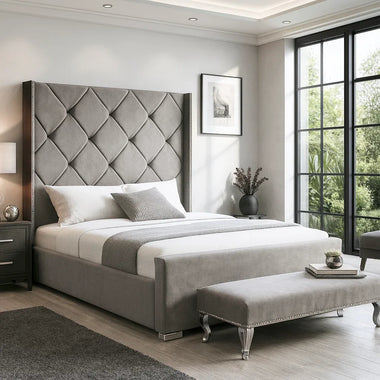 Arabella Upholstered Wingback Bed Frame - DF Beds