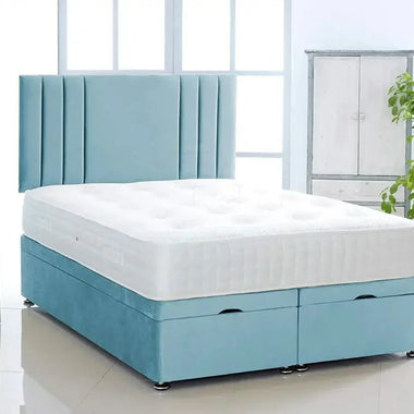 Vertical Lined Ottoman Storage Divan Bed with Headboard - DF Beds