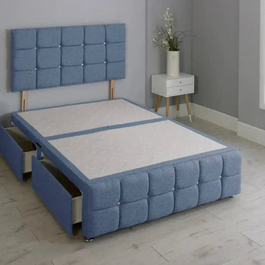 Cuboid Cube Divan Bed Frame With Headboard - DF Beds