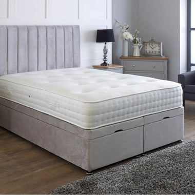 Pollo panel ottoman divan bed with lined headboard