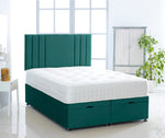 Vertical Lined Ottoman Storage Divan Bed with Headboard