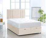 Vertical Lined Ottoman Storage Divan Bed with Headboard