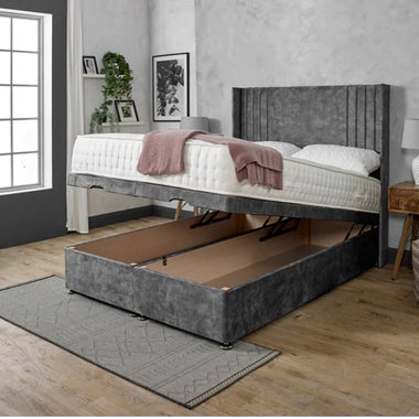 Sauvage Wing Ottoman Storage Divan Bed with Headboard