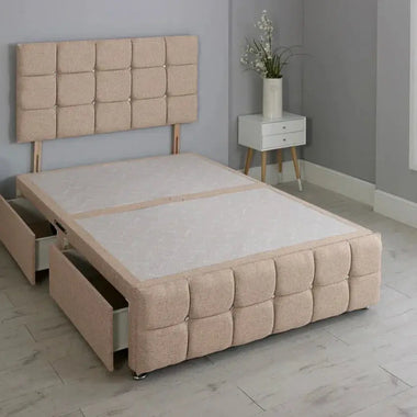 Cuboid Cube Divan Bed Frame With Headboard - DF Beds