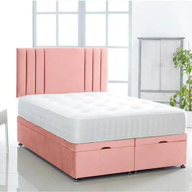 Vertical Lined Ottoman Storage Divan Bed with Headboard - DF Beds