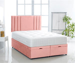 Vertical Lined Ottoman Storage Divan Bed with Headboard