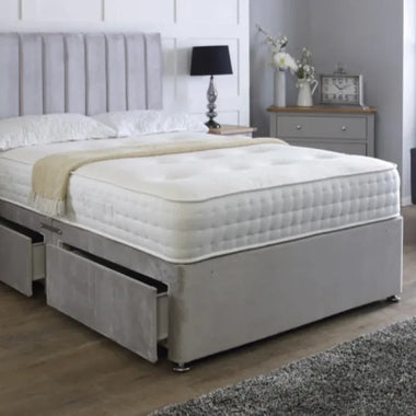 Apollo Pink Divan Bed With Lined Headboard - DF Beds