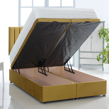 Vertical Lined Ottoman Storage Divan Bed with Headboard