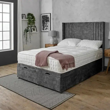 Sauvage Wing Ottoman Storage Divan Bed with Headboard - DF Beds