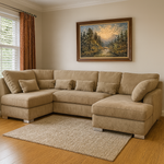 Chelsea U shape Fabric Sofa Truffle with Chrome feet