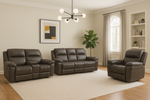 Roman Leather Recliner Sofa 3 + 2 + 1 Seater Set Stone Grey