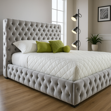 Trafalgar Upholstered Chesterfield Bed Frame Silver 4ft 6 Double