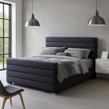 Dallas Fabric Bed Frame 5ft King Grey With Vertical Lines