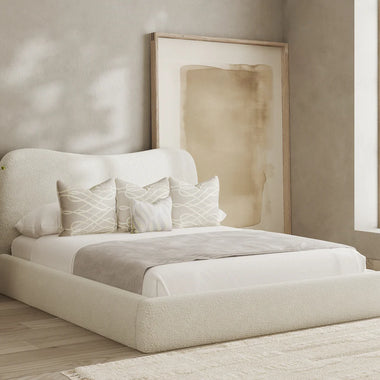 Curve Boucle Upholstered Bed Frame Cream 6ft Super King