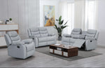 Leather Recliner Sofa Grey & Black