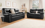 Black sofa set 3 + 2 leather 