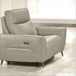 Bella 1 seater armchair Seater Genuine Leather Power Recliner Sofa Grey