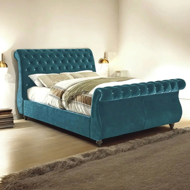 Chesterfield Swan Sleigh Bed - D F Beds - DF Beds