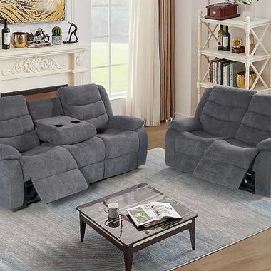 Fabric Reclining Sofa Grey