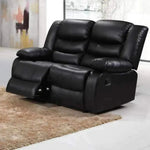 Leather Reclining Sofa Grey & Black - DF Beds