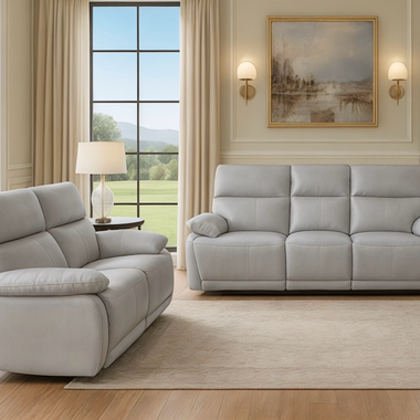 Bali Genuine Leather 3+2 Sofa Set Power Recliner Grey