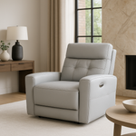 Melinda Genuine Leather Power Recliner Sofa Grey Armchair 1 Seater