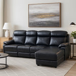 Malfi Modular Genuine Leather Electric Recliner Sofa Chaise Right Sofa Black