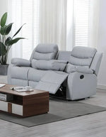 Leather Reclining Sofa Grey & Black - DF Beds