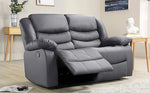 Leather Reclining Sofa Grey & Black