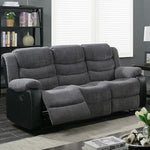 Leather Reclining Sofa Grey & Black