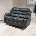 Leather Reclining Sofa Grey & Black - DF Beds