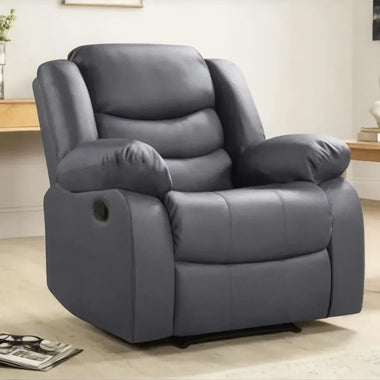 Leather Recliner Sofa Grey & Black - DF Beds