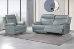 Lilly Electric Recliner Set Blue and Grey Leather Sofa