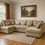Meridian U Shape Fabric Chaise Cinema Sofa Fullback or Scatter - DF Beds