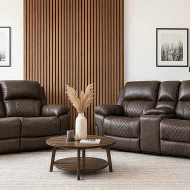Roman Leather Recliner Sofa 3 + 2 Seater Set Stone Grey