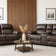 Roman Leather Recliner Sofa 3 + 2 Seater Set Stone Grey